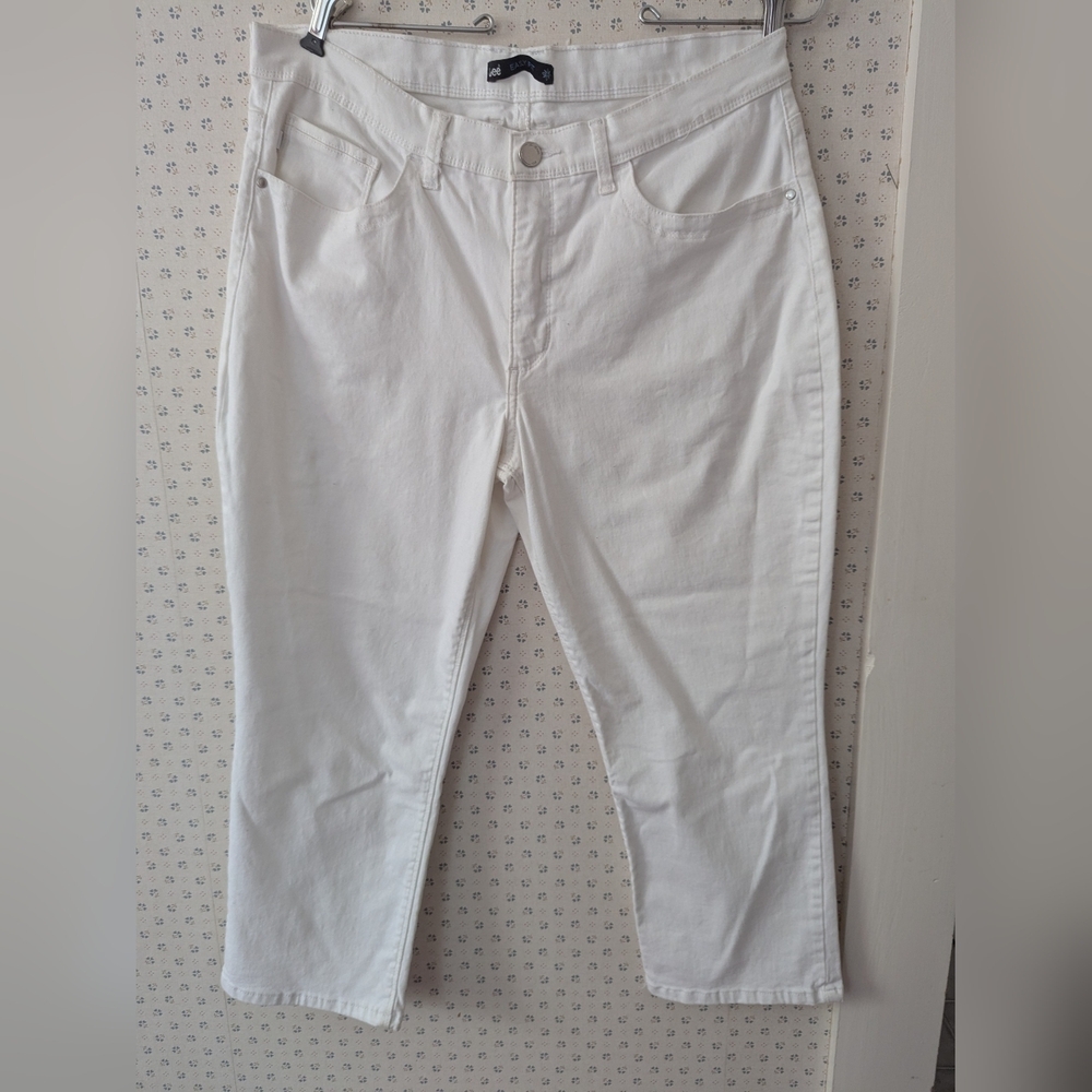 Lee Easy Fit 12 Cropped Jeans Women's White Summer Events Casual Resort Wear